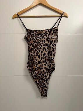 NWOT Leopard Print Spaghetti Strap Bodysuit